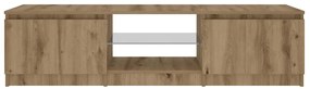 kézműves tölgy szerelt fa TV-szekrény LED-ekkel 140x40x35,5 cm
