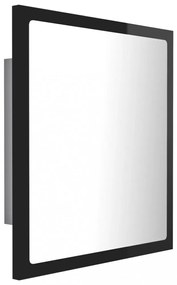 magasfényű fekete akril LED-es fürdőszobatükör 40x8,5x37cm