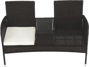 Kerti pad kisasztallal és párnákkal, barna/krém, LALIT