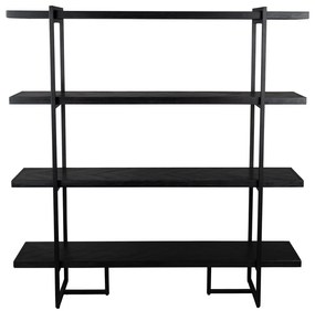 Fekete könyvespolc egzotikus fa dekorral 140x146 cm Class - Dutchbone