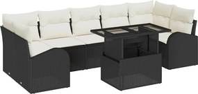 vidaXL Kerti Kanapé Szett párnával 8 pcs Fekete Poli rattan