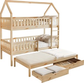 Montessori emeletes ágy pótággyal, természetes, VENITA TYP 1