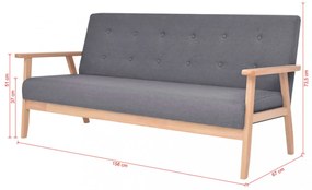 3 személyes sötét szürke szövet kanapé