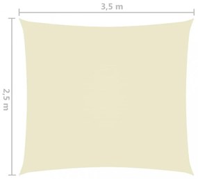 krémszínű téglalap alakú oxford-szövet napvitorla 2,5 x 3,5 m
