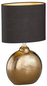 Fekete-bronzszínű kerámia asztali lámpa textil búrával (magasság 39 cm) Foro – Fischer &amp; Honsel