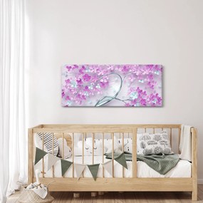 Virágok képe egy ezüst törzsön - absztrakt (120x50 cm)