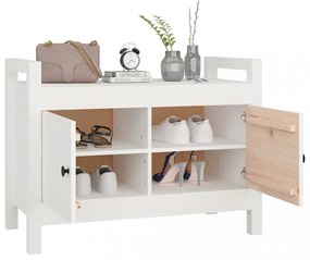 fehér tömör fenyőfa előszoba pad 80 x 40 x 60 cm