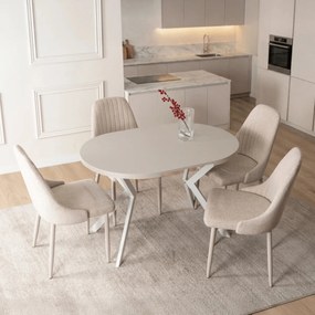 Kihúzható étkezőasztal 80–160 cm méretben, kasmír/fehér színben DORIAN