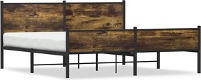 vidaXL füstös tölgy színű fém ágykeret matrac nélkül 180 x 200 cm