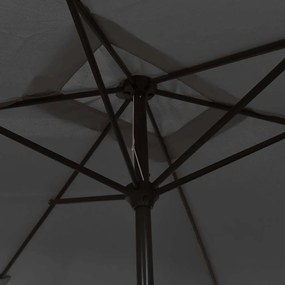 Antracitszürke kültéri napernyő fémrúddal 300 x 200 cm
