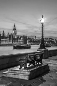 Poszter 20x30cm Padok a járdán a Temze folyó mellett, Assaf Frank