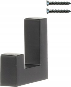 Fürdőszobai fali akasztó matt fekete törölközőtartó, négyzet alakú