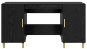 vidaXL Asztal polcokkal ajtóval Fekete tölgy 140 x 50 x 75 cm Faanyag