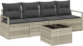 vidaXL Kanapé Szett 5 pcs Világosszürke és Sötétszürke polirattan