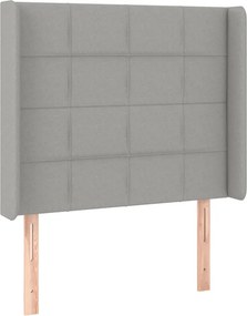 vidaXL világosszürke szövet fejtámla szárnyakkal 93x16x118/128 cm