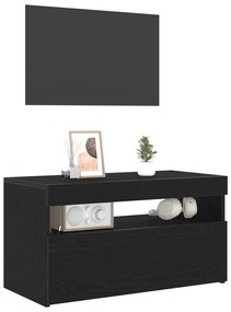 LED világítással ellátott TV szekrények 2 db Fekete tölgy 75x35x40 cm Műanyag fa