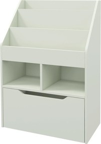 HOMCOM Gyerekfa Könyvespolc 3 Rekesszel, 2 Kubussal és Mobil Fiókkal 4 Kereken - Gyerek Könyvespolc Gyerekszobába, Játszószobába 60x29.9x90 cm Zöld |