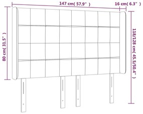 sötétszürke szövet LED-es fejtámla 147x16x118/128 cm