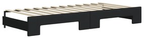 fekete kihúzható szövet heverő fiókokkal 90 x 200 cm