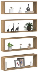 Fali Polcok 4 db Kézműves Tölgy 80x15x26 cm Mérnöki Fa