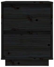 2 db fekete tömör fenyőfa éjjeliszekrény 40 x 35 x 50 cm