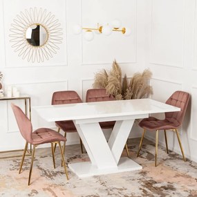 Összecsukható étkezőasztal CLARK - fehér fényes, 120-160 cm