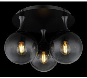 Globo 15885-3D Mennyezeti lámpa fém fekete matt, füstszínű üveggömbök, ø: 460mm, M: 327mm, 3x E27 LED 10W 230V izzók nélkül