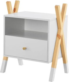 Gyerek éjjeliszekrény  fiókkal és polccal fehér