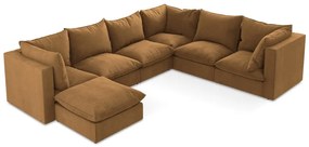 Terrakotta színű sarokkanapé (jobb oldali-U alakú) Manao – Makamii