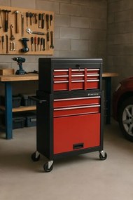 Szerszámos kocsi 5 fiókkal 61 × 108 cm piros