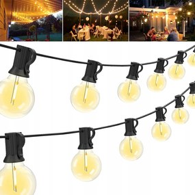 Kültéri Kerti Fényfüzér 30M Izzó 50+2 Led Kerti Lámpa