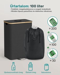 ECOVIA szelektív hulladékgyűjtő palackokhoz és dobozokhoz, 100l, fekete/bézs SongmicsHome