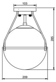 Lámpa Mennyezeti lámpatest DROP , 7165, AC220-240V, 50/60Hz, 1*E27, max.25W, átmérő 21 cm, fekete