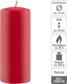 Gyertya készlet  20 cm Ø 7,5 cm 4 db piros
