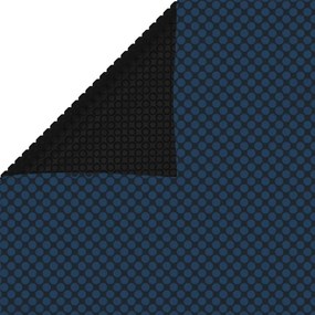 Fekete és kék napelemes lebegő PE medencefólia 800 x 500 cm