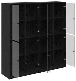 Magasfiú 2 pcs Fekete tölgy 136 x 37 x 142 cm Faanyag