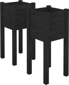 vidaXL 2 db fekete tömör fenyőfa kerti virágtartó 31 x 31 x 70 cm
