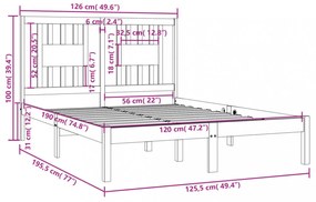 Small Double fehér tömör fa ágykeret 120 x 190 cm