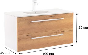 Vario Clam 100 alsó szekrény mosdóval fehér-tölgy