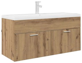 vidaXL Mosdókagyló szekrény tárolóval ajtóval Artisan tölgy Faanyag