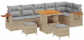 vidaXL Kerti Kanapé Szett párnával 9 pcs Beige és Világosszürke