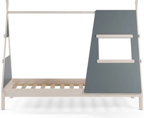 Szürkészöld borovi fenyő házikó alakú gyerekágy ágyráccsal 90x200 cm Enola – Marckeric