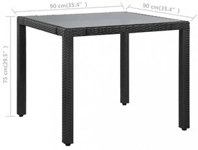 5 részes fekete kültéri polyrattan étkezőgarnitúra