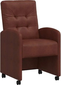 vidaXL Kerekes Étkező Székek 2 pcs Fényes barna 58 x 67 x 97 cm Műbőr
