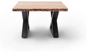 CARTAGENA dohányzó asztal akácfa 75x75cm - X alakú antracit szürke lábbal - Natúr