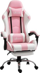 Vinsetto Ergonomikus Játék Szék Fejtámlás Masszázs Deréktámasz Párnázott Lábemelő Forgó Gamer Szék PC Szék Csatlakoztatható Karfákkal, Hintázó Funkció