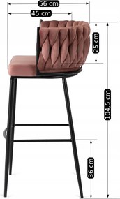 Bárszék rózsaszín bársony, FLORES