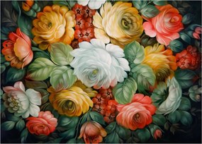 A festett virágcsokor képe (üvegen) (70x50 cm)