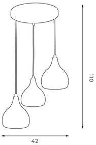 Csillár zsinóron AKTAN 3xE27/60W/230V fekete kerek
