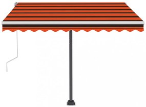 narancs és barna kézzel kihúzható LED-es napellenző 300x250 cm